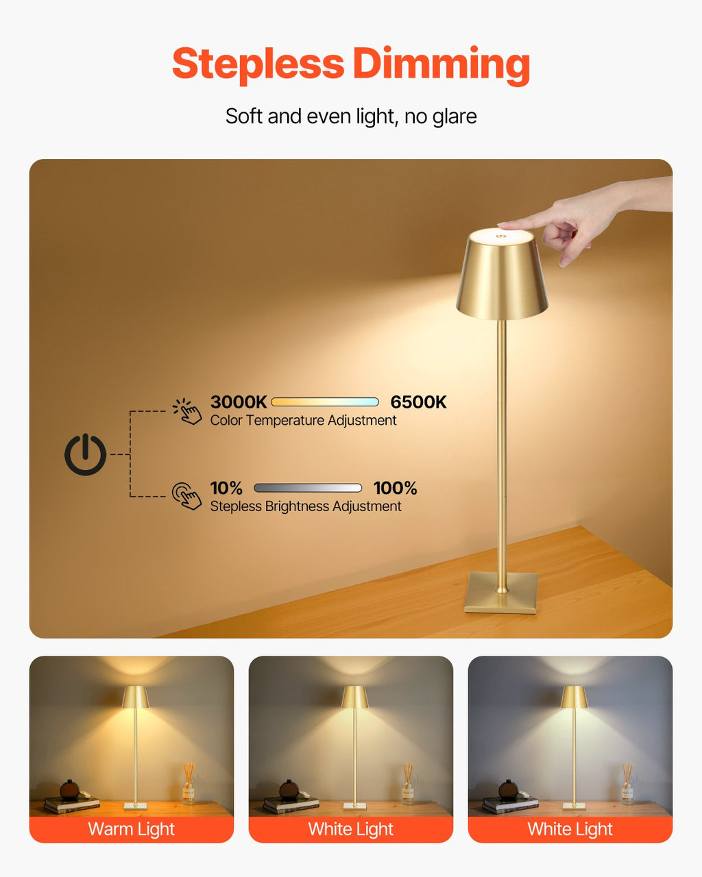 Cordless Gold Lamp