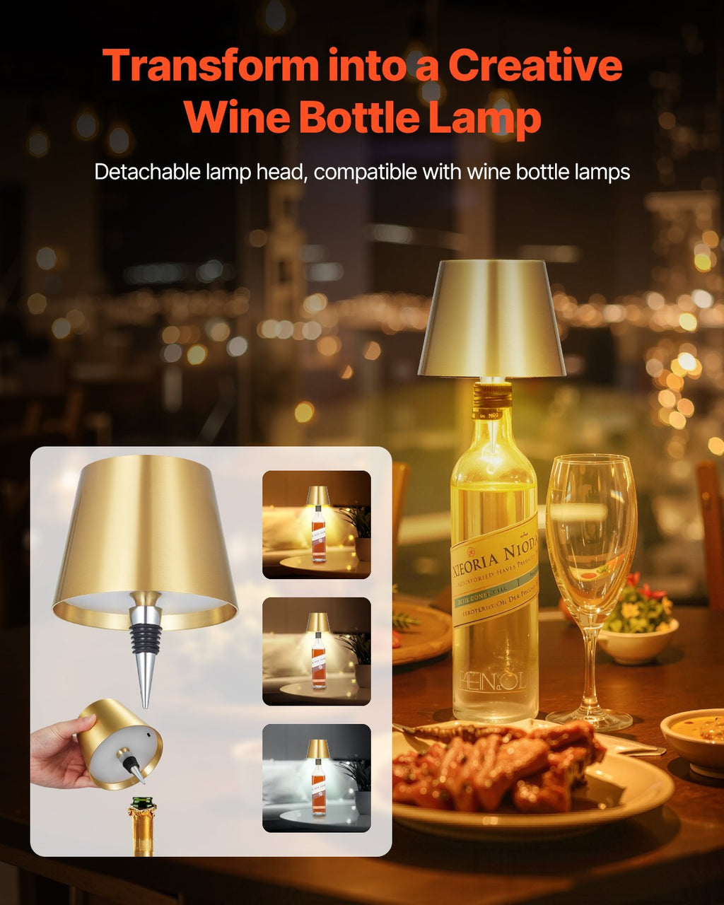 Cordless Gold Lamp