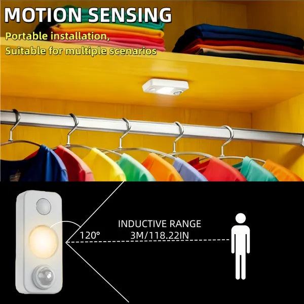 4 PCS Of High-quality Motion-sensing Lights, Wall Lights, Equipped With USB Charging Cables And Accessories, Suitable For Cabinets, Wardrobes, Bookshelves, Bedrooms, Utility Rooms, And Staircases.