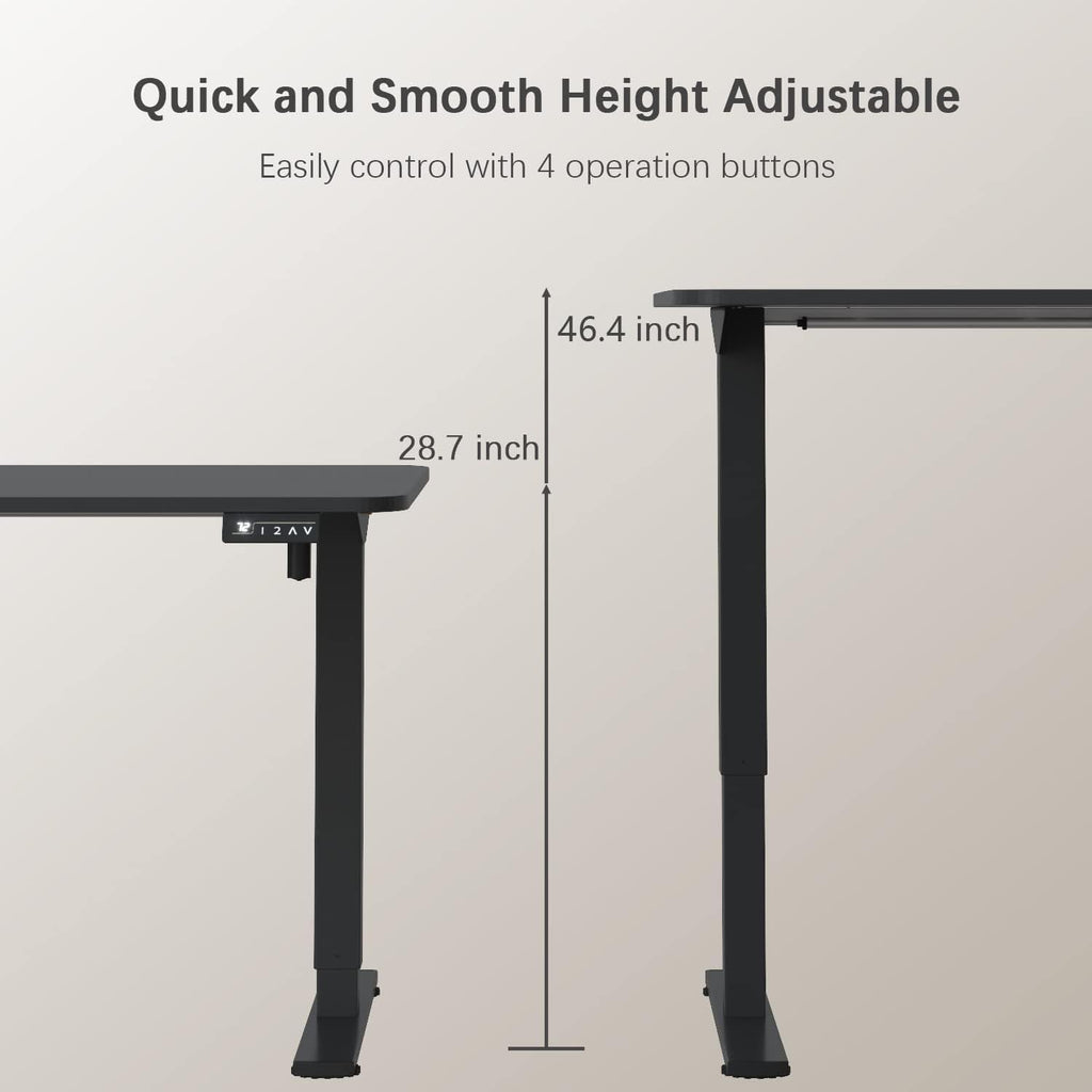 Electric Height Adjustable Standing Desk 55 X 24 Inches-2